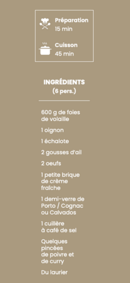 Ingrédient pour une recette de cuisine - Terrine de volaille - 1020 Dégustations