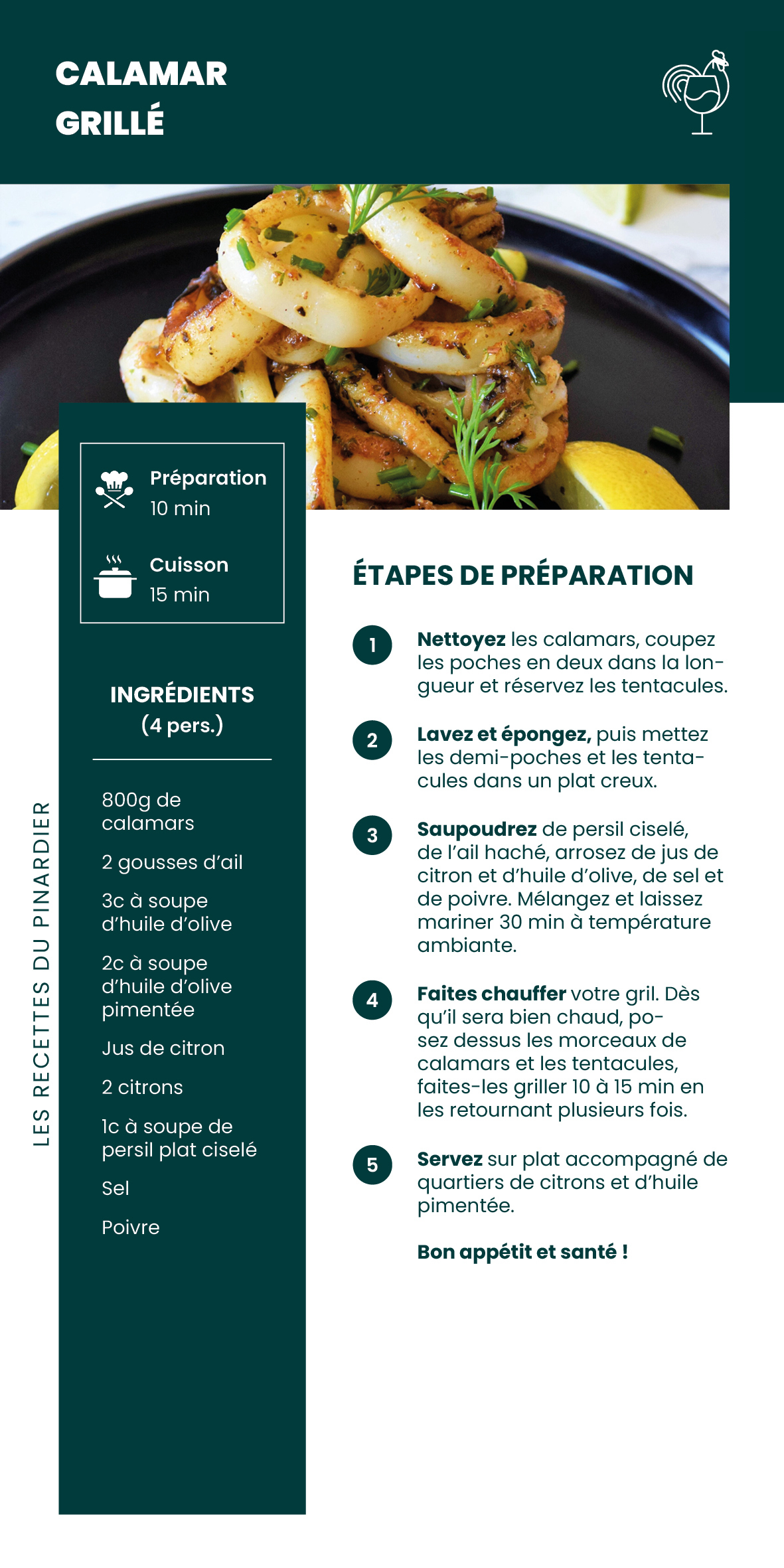 Recette du Pinardier - Calamar grillé