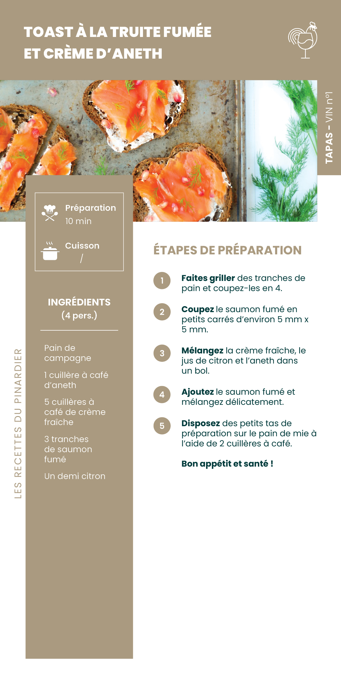 Fiche recette - Toast à la truite fumée et crème d’aneth