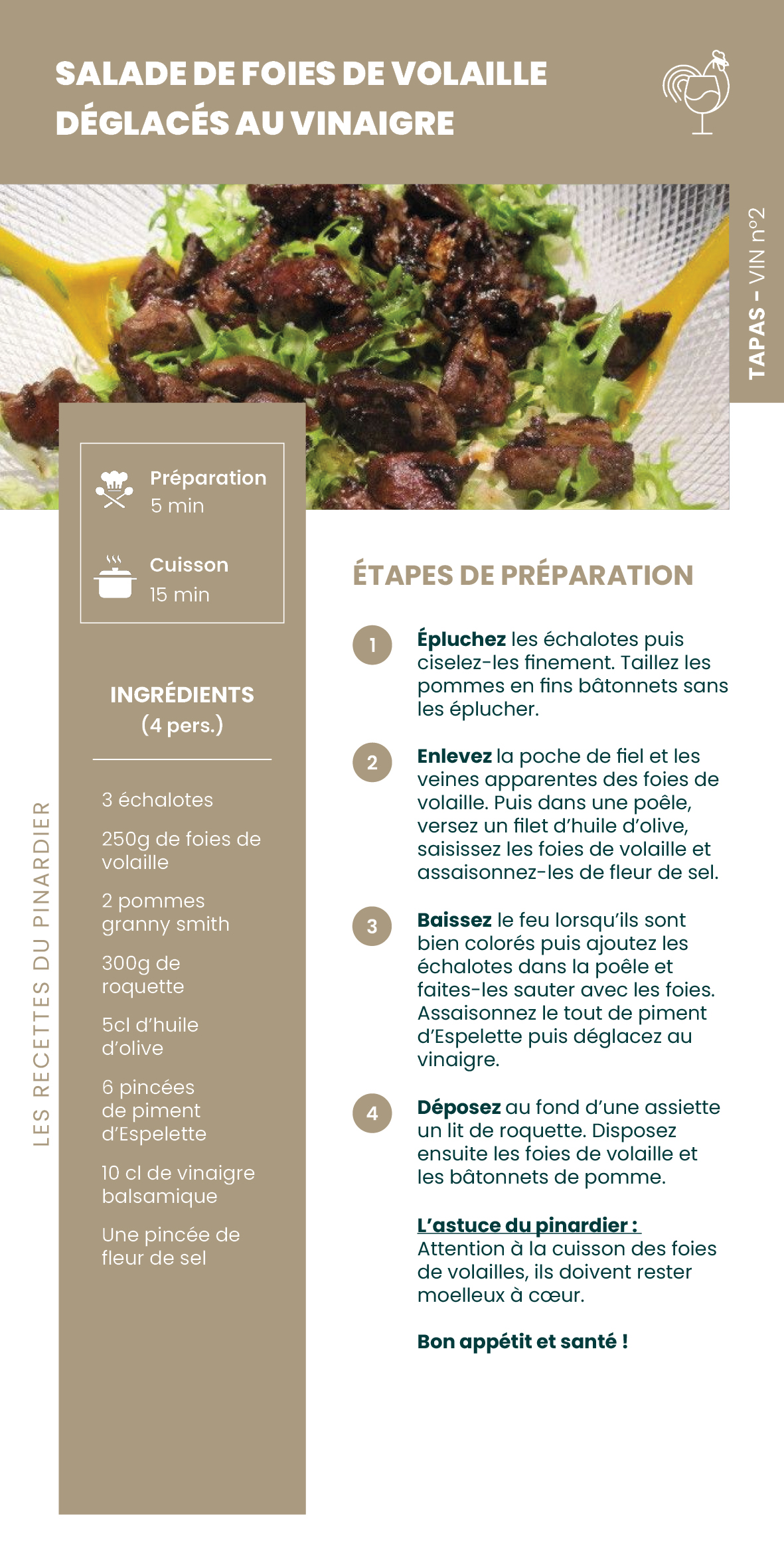 Fiche recette - Salade de foie de volaille déglacée au vinaigre