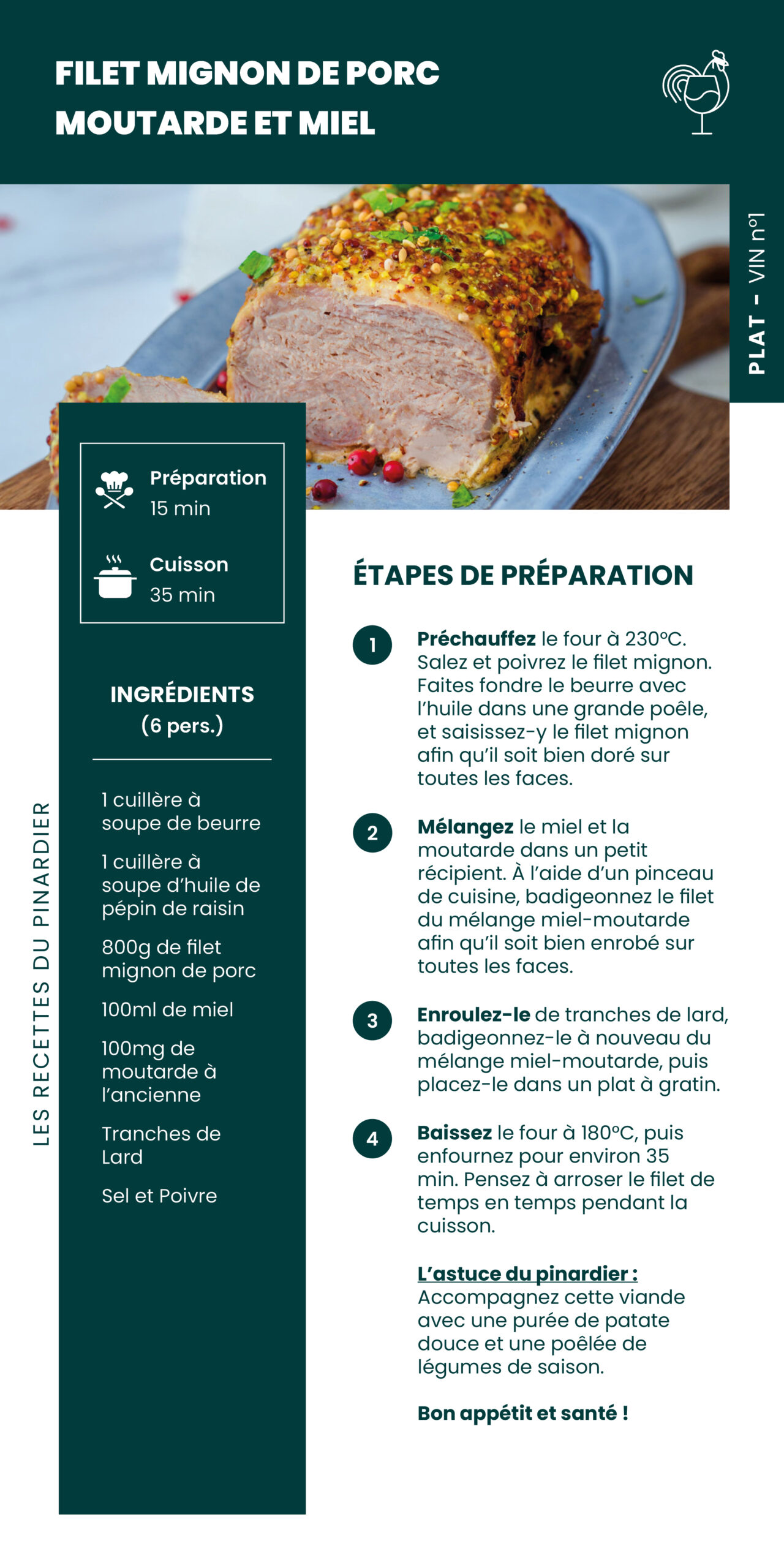 Recette - Filet Mignon de porc moutarde et miel